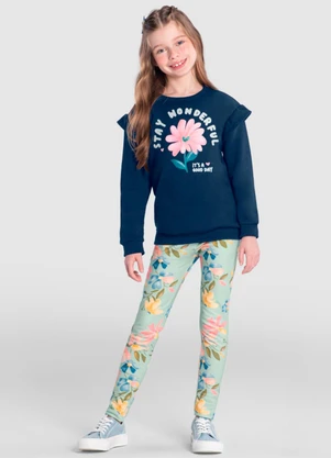 Brandili - Conjunto Infantil Menina FloralAzul - BRANDILI