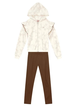 Brandili - Conjunto Infantil Menina Floral Bege - BRANDILI