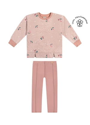 Colorittá - Conjunto Infantil Menina Floral Linho Rosa - COLORITTÁ