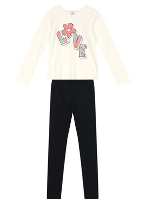 Brandili - Conjunto Infantil Menina Floral Natural - BRANDILI