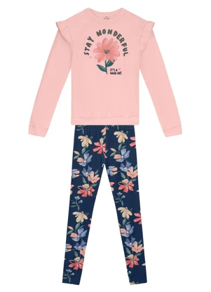 Brandili - Conjunto Infantil Menina FloralRosa - BRANDILI