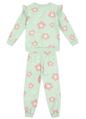 Brandili - Conjunto Infantil Menina Floral Verde - BRANDILI