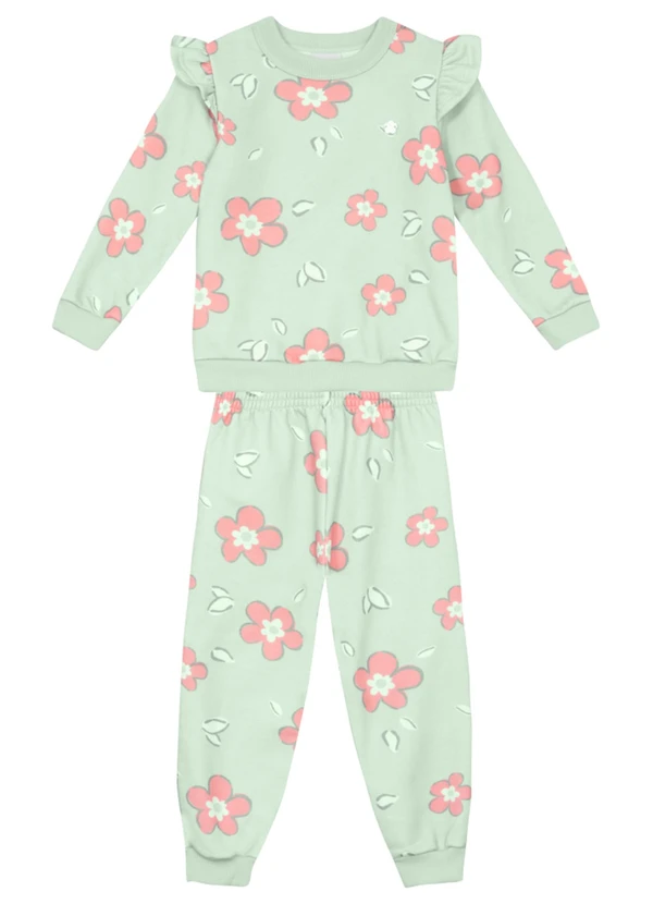 Brandili - Conjunto Infantil Menina Floral Verde