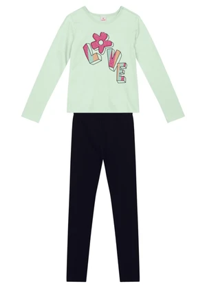 Brandili - Conjunto Infantil Menina Floral Verde - BRANDILI