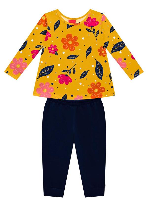 Kyly - Conjunto Infantil Menina Flores Amarelo