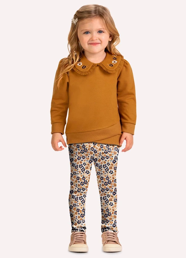 Milon - Conjunto Infantil Menina Flores Amarelo