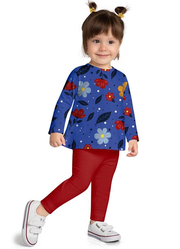 Kyly - Conjunto Infantil Menina Flores Azul