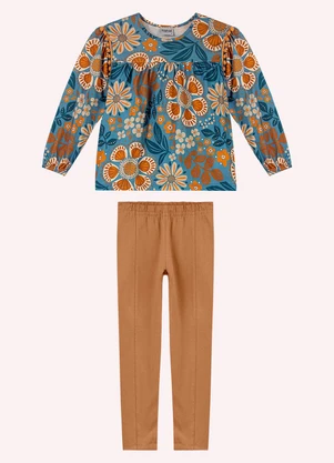 Nanai - Conjunto Infantil Menina Flores Azul - NANAI