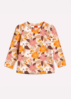 Kyly - Conjunto Infantil Menina Flores Bege - KYLY