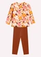Kyly - Conjunto Infantil Menina Flores Bege - variação: Bege