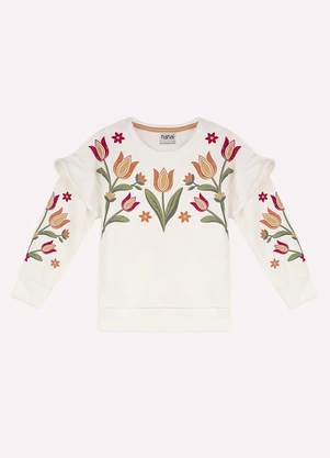 Nanai - Conjunto Infantil Menina Flores Bege - NANAI