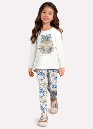 Milon - Conjunto Infantil Menina Flores Branco - MILON