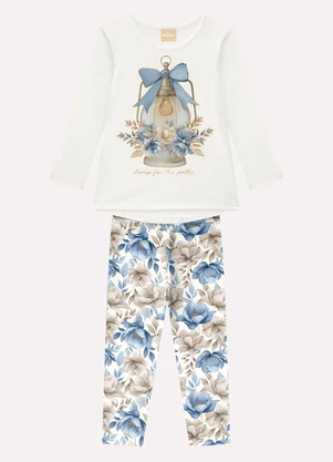Milon - Conjunto Infantil Menina Flores Branco - MILON