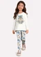 Milon - Conjunto Infantil Menina Flores Branco - variação: Branco