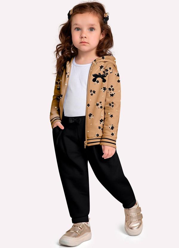 Milon - Conjunto Infantil Menina Flores Marrom