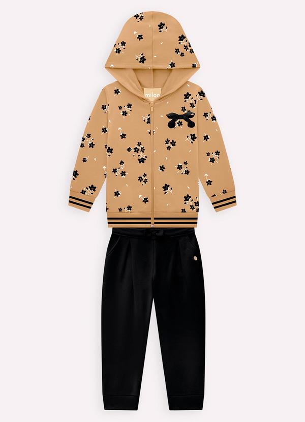 Milon - Conjunto Infantil Menina Flores Marrom 2