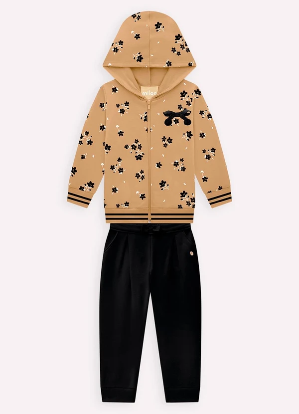 Milon - Conjunto Infantil Menina Flores Marrom 2