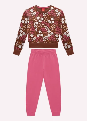 Kyly - Conjunto Infantil Menina Flores Marrom - KYLY