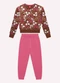 Kyly - Conjunto Infantil Menina Flores Azul - variação: Marrom