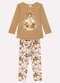 Milon - Conjunto Infantil Menina Flores Branco - variação: Marrom