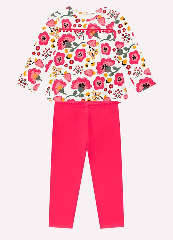 Nanai - Conjunto Infantil Menina Flores Off White