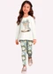 Milon - Conjunto Infantil Menina Flores Marrom - variação: Off White