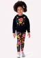 Nanai - Conjunto Infantil Menina Flores Preto - variação: Preto