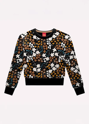 Kyly - Conjunto Infantil Menina Flores Preto - KYLY