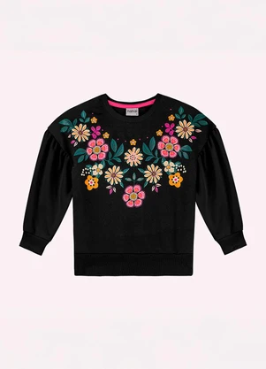 Nanai - Conjunto Infantil Menina Flores Preto - NANAI