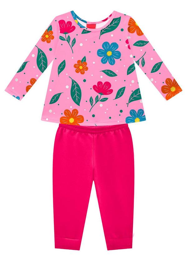 Kyly - Conjunto Infantil Menina Flores Rosa