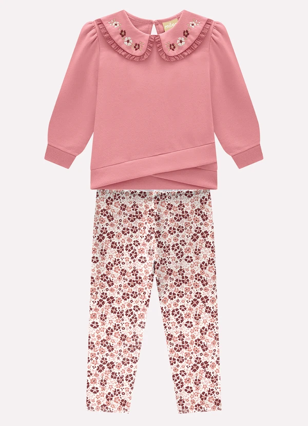 Milon - Conjunto Infantil Menina Flores Rosa