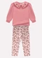 Milon - Conjunto Infantil Menina Flores Rosa - variação: Rosa