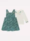 Milon - Conjunto Infantil Menina Flores Verde - variação: Verde