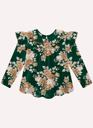Milon - Conjunto Infantil Menina Flores Verde - MILON