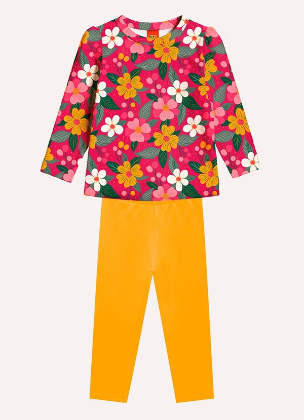 Kyly - Conjunto Infantil Menina Flores Vermelho