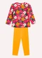 Kyly - Conjunto Infantil Menina Flores Azul - variação: Vermelho