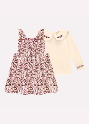 Milon - Conjunto Infantil Menina Flores Vermelho - MILON