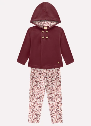 Milon - Conjunto Infantil Menina Flores Vermelho - MILON