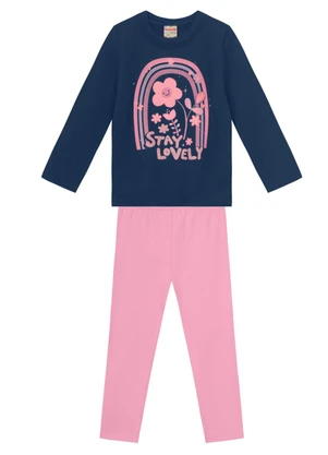 Brandili - Conjunto Infantil Menina Florido Azul - BRANDILI