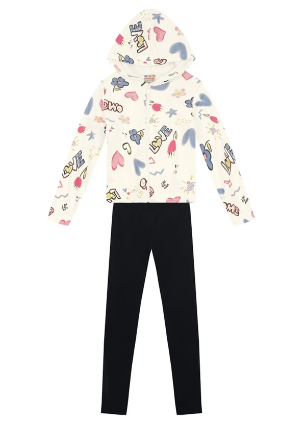 Brandili - Conjunto Infantil Menina Florido Bege