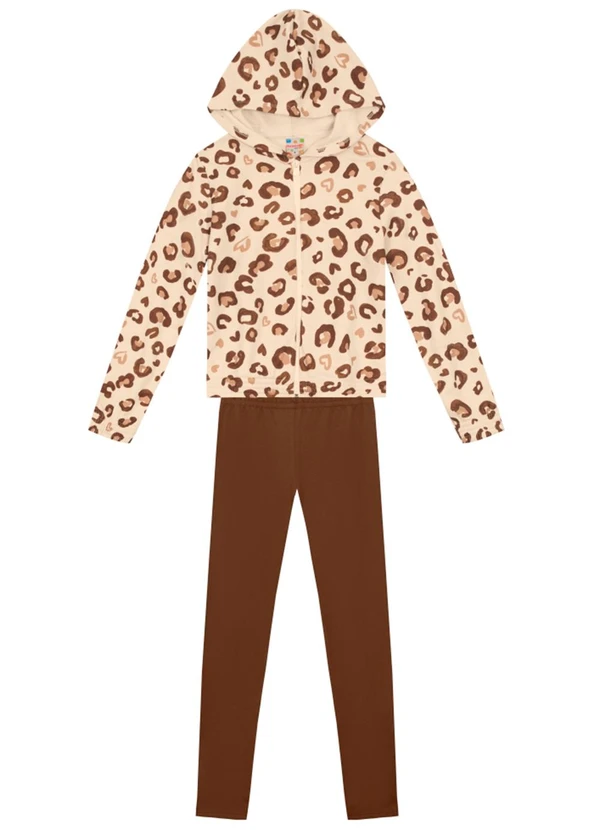 Brandili - Conjunto Infantil Menina Florido Bege