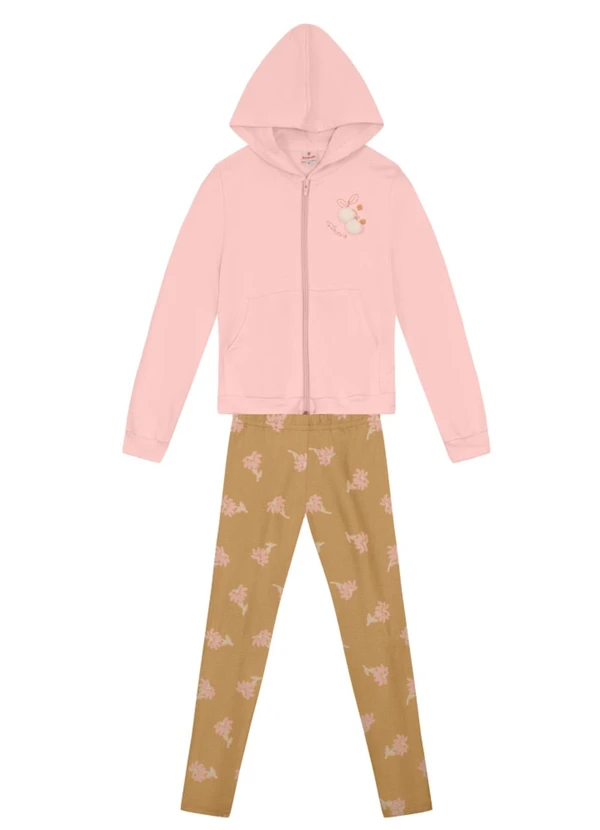 Brandili - Conjunto Infantil Menina Florido Rosa