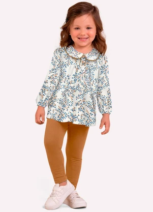 Milon - Conjunto Infantil Menina Folhagem Off White - MILON
