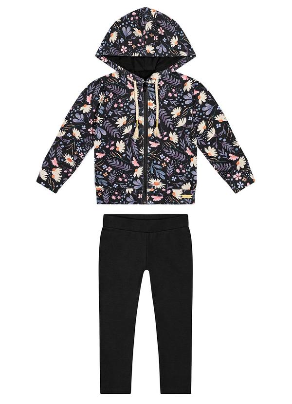 Colorittá - Conjunto Infantil Menina Folhagens Preto