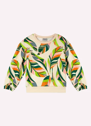 Nanai - Conjunto Infantil Menina Folhas Bege - NANAI