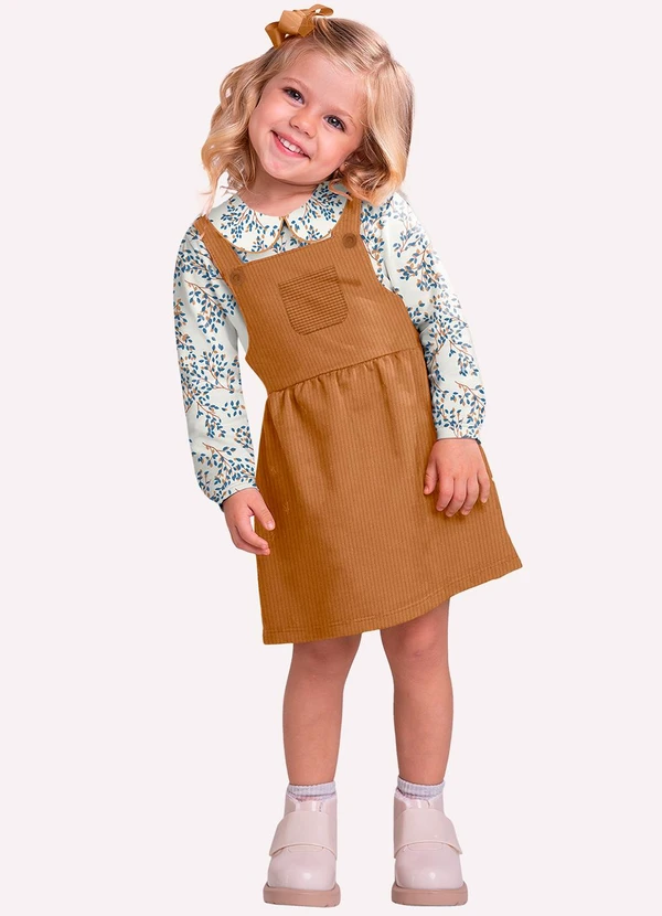 Milon - Conjunto Infantil Menina Folhas Marrom