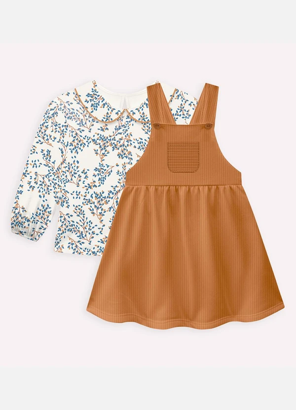 Milon - Conjunto Infantil Menina Folhas Marrom 2