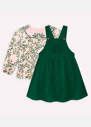 Milon - Conjunto Infantil Menina Folhas Verde - MILON