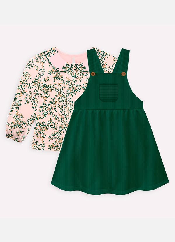 Milon - Conjunto Infantil Menina Folhas Verde