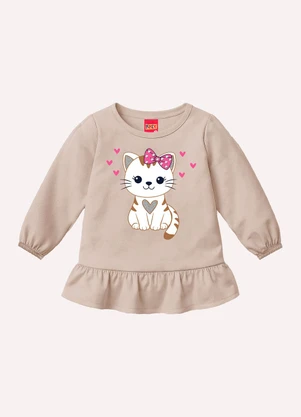 Kyly - Conjunto Infantil Menina Gatinho Bege - KYLY